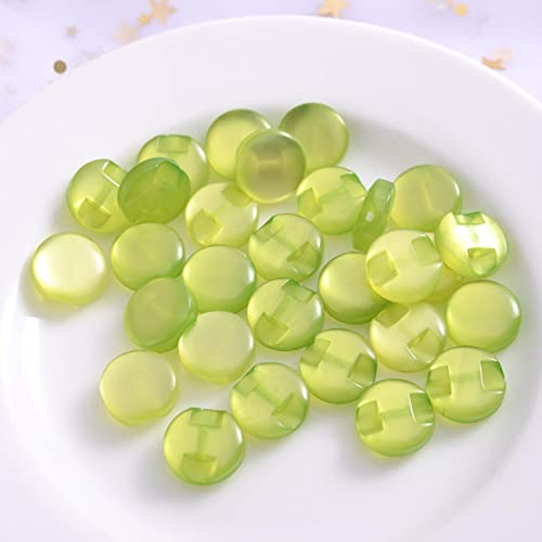 Knöpfe, Knöpfe for Nähen, Bastelknöpfe, 50 Stück 8 mm transparente einfarbige Harzknöpfe süße Farbe Nähknopf Scrapbooking DIY Bekleidungszubehör(Light Green) von DIMEIYAN