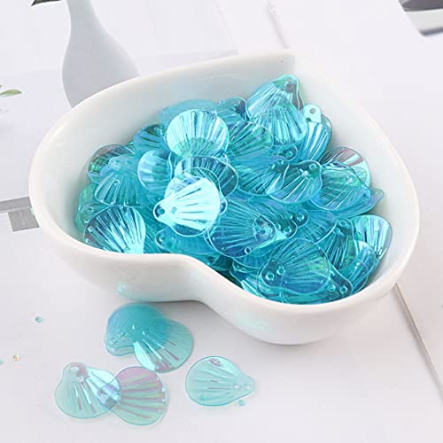 Pailletten, Pailletten for Basteln, 240 Stück Pailletten, süße Muschelform, transparent, bunt, for Nähen, Hochzeitskleid-Accessoires, Pailletten, Dekoration, DIY-Material(Blue) von DIMEIYAN