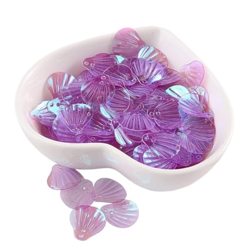 Pailletten, Pailletten for Basteln, 240 Stück Pailletten, süße Muschelform, transparent, bunt, for Nähen, Hochzeitskleid-Accessoires, Pailletten, Dekoration, DIY-Material(Purple) von DIMEIYAN