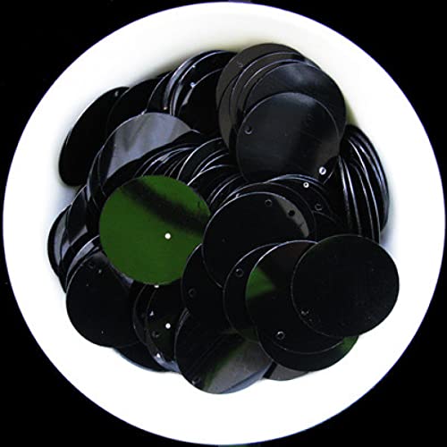 Pailletten, Pailletten for Basteln, 300 Stück, 2,5 cm, große, runde Pailletten for Basteln, PVC, flach, rund, DIY, Lentejuelas, Pailletten, Nähen, Zubehör for Hochzeitskleider(Black) von DIMEIYAN