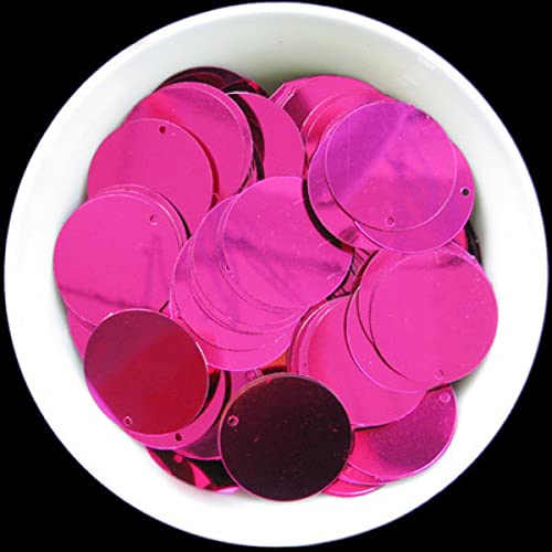 Pailletten, Pailletten for Basteln, 300 Stück, 2,5 cm, große, runde Pailletten for Basteln, PVC, flach, rund, DIY, Lentejuelas, Pailletten, Nähen, Zubehör for Hochzeitskleider(Fuchsia) von DIMEIYAN