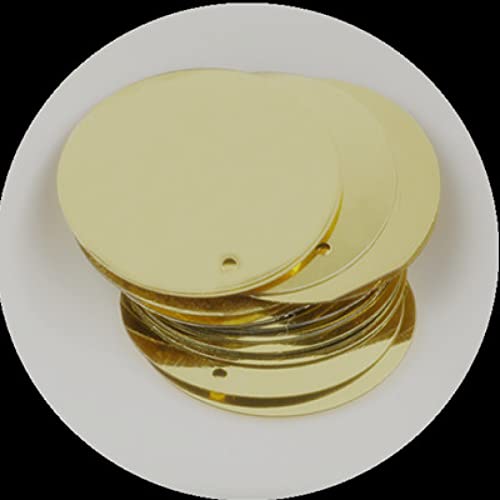 Pailletten, Pailletten for Basteln, 300 Stück, 2,5 cm, große, runde Pailletten for Basteln, PVC, flach, rund, DIY, Lentejuelas, Pailletten, Nähen, Zubehör for Hochzeitskleider(Light Gold) von DIMEIYAN