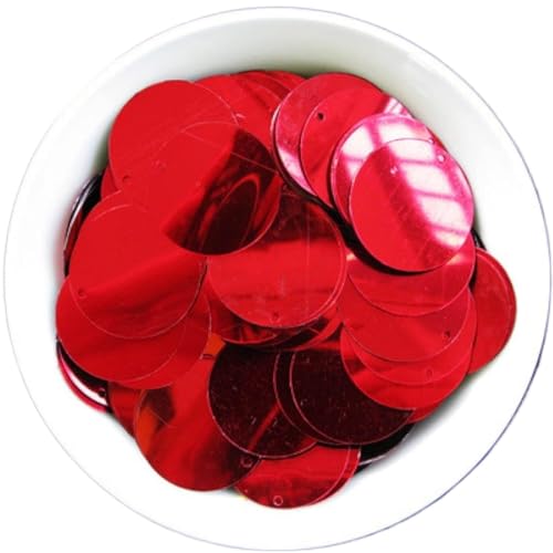 Pailletten, Pailletten for Basteln, 300 Stück, 2,5 cm, große, runde Pailletten for Basteln, PVC, flach, rund, DIY, Lentejuelas, Pailletten, Nähen, Zubehör for Hochzeitskleider(Red) von DIMEIYAN