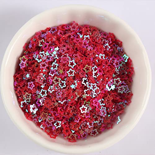 Pailletten, Pailletten for Basteln, 4000 Stück ausgehöhlte Pflaumenblüten-Pailletten, funkelnde Konfetti-Pailletten, Nageldekor, DIY-Nähzubehör, Material for Nagelkunst(Red) von DIMEIYAN