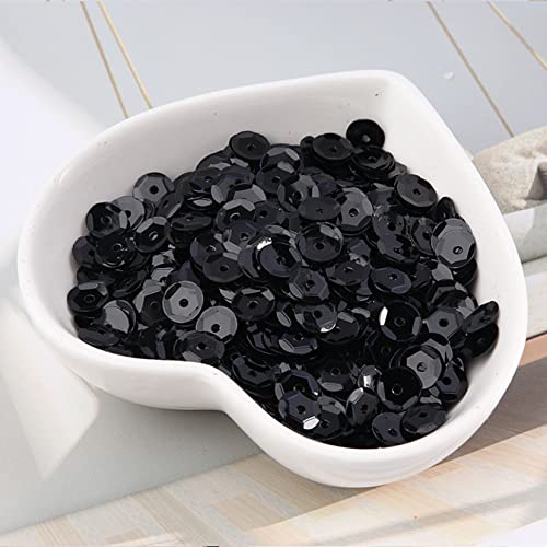 Pailletten, Pailletten for Basteln, 600 Stück Pailletten, funkelnde konkave und konvexe Pailletten, Nageldekoration, Nähen, Hochzeitskleid-Zubehör, DIY-Nähmaterial(Black) von DIMEIYAN