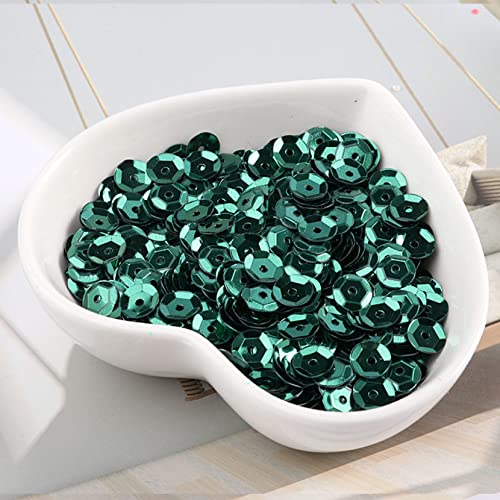 Pailletten, Pailletten for Basteln, 600 Stück Pailletten, funkelnde konkave und konvexe Pailletten, Nageldekoration, Nähen, Hochzeitskleid-Zubehör, DIY-Nähmaterial(Deep green) von DIMEIYAN