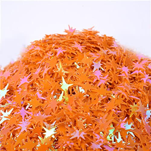 Pailletten, Pailletten for Basteln, Pailletten-Stern-Pailletten, Pailletten in gemischten Farben for Nagelkunst, Hochzeit, Weihnachtsdekoration, Konfetti, 100 g(Orange) von DIMEIYAN