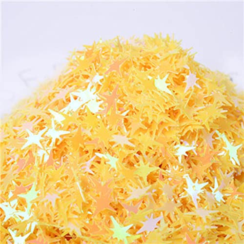 Pailletten, Pailletten for Basteln, Pailletten-Stern-Pailletten, Pailletten in gemischten Farben for Nagelkunst, Hochzeit, Weihnachtsdekoration, Konfetti, 100 g(Yellow) von DIMEIYAN