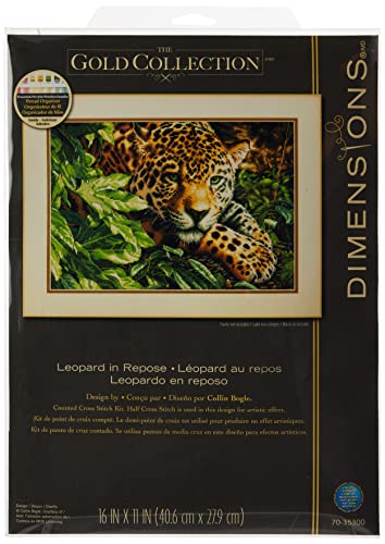 Dimensions Cross Stitch Kit Leopard Repse Zählmusterpackung mit Zählmuster, Baumwolle, Gold von Dimensions