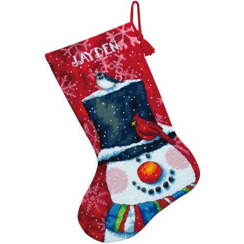 DIMENSIONS Stocking SMAN&Friend, Cotton, Snowman & Friends Stithced Wool & Floss, c1 von Dimensions