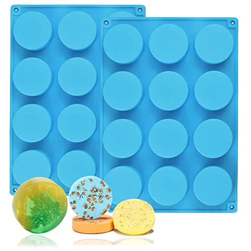 DIMROM Silikonform mit 12 Mulden, Zylinderform, blau, rund, für handgefertigte Oreo-Keksform, Seife, Silikon, Muffinform, Cupcake-Formen, Muffins, Top-Pfanne, Basteln, Seife, Süßigkeiten, rund, 2 von DIMROM