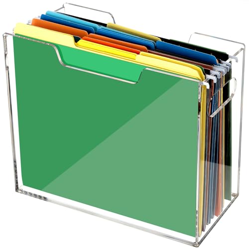 DINGHUO Acryl-Hängeregistratur-Organizer, Briefform, transparent, tragbar, mit Griffen, Schreibtisch-Aufbewahrung, Aktenhalter für Büro, Zuhause, Arbeit, 1 Stück von DINGHUO