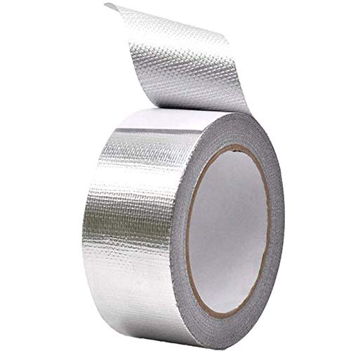 Glasfaser Aluminiumfolie Klebeband 5CM x 25M, DINGJIE Kanal-Isolierband Hochtemperatur Heavy Duty Metal Tape Verstärktes Aluminium-Folienband Wasserdichtes Klebeband Thermoshield Hitzeschutzband von DINGJIE