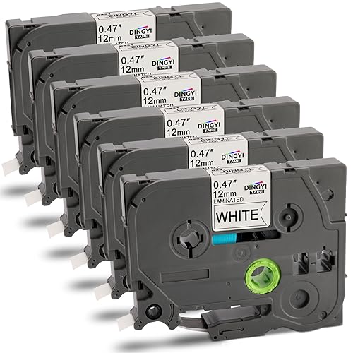 6-Pack Etiketten-Drucker-Klebeband, kompatibel mit Brother 12 mm, 0,47, Schwarz auf Weiß, Ersatz für P Touch Tze-231 6-Pack Etiketten-Drucker-Klebeband, kompatibel mit Brother 12 mm, 0,47, Schwarz auf Weiß, Ersatz für P Touch Tze-231 von DINGYI