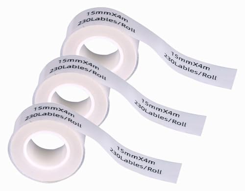 DINGYI 3 Rollen kompatibles P D35 Etikettenmacher-Bänder, kontinuierlich, transparent, Klebeetiketten, 15 mm x 4 m, Thermodruckerpapier für Büro, Schule (transparent, 15 x 40 mm + 3R) von DINGYI