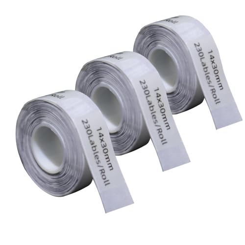 DINGYI D30 Etikettenband, transparent, selbstklebend, wasserdicht, 14 x 30 mm, 690 Etiketten, Thermodruckerpapier für Büro, 3 Rollen (3, 14 mm x 30 mm) von DINGYI