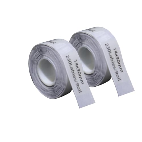 DINGYI Etikettenklebeband, kompatibel mit Phomemo D30 Etiketten, transparent, selbstklebend, wasserdicht, 14 x 30 mm, 460 Etiketten, Thermodruckerpapier für Büro, 2 Stück, 14 mm x 30 mm, 2 Rollen von DINGYI