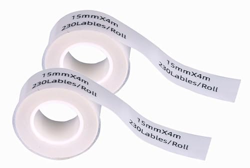 DINGYI P D35 Etikettenklebebänder, kontinuierlich, transparent, 15 mm x 4 m, Thermodruckerpapier für Büro, Schule, 2 Rollen (transparent, 15 mm x 4 m + 2R) von DINGYI
