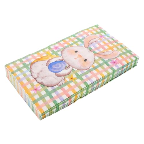 DINHEAROM 20 Stück Kaninchen Seidenpapier Party Seidenpapier Kaninchen Servietten Mittagessen Servietten Tischdekoration Party Geschirr Hasen Servietten Gästehandtücher Papier von DINHEAROM