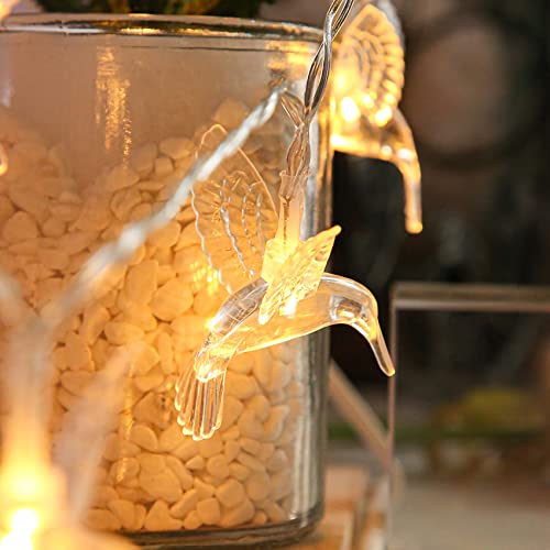 DINOWIN Kolibri Fee Lichterketten 9.8ft 20 LED LED Kolibri Lichterketten Batteriebetrieben Dekor für Party Garten Hochzeit Weihnachten (Warmes Weiß) von DINOWIN
