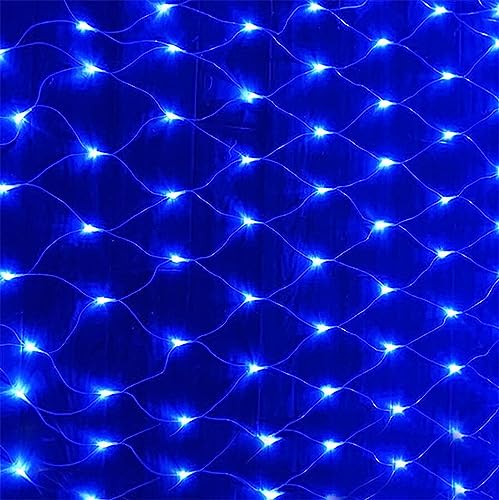 DINOWIN Lichternetz Außen Batteriebetrieben 2x3M 192LED Garden Net Lichter 8 Modi Dekoration Beleuchtung Wasserdicht Netz Lichtervorhang für Halloween Weihnachten Hochzeit Party (Blau) von DINOWIN