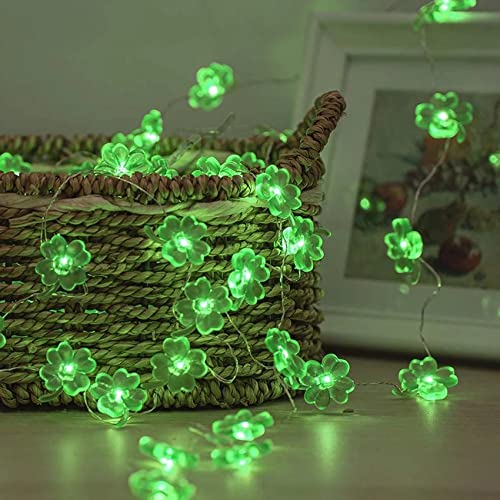 DINOWIN Pilz Dekor Licht 30 LED Pilz Lichterkette Batteriebetrieben mit Dimmbar Remote Timer Lichterkette für Weihnachtsbaum Hochzeit Party Innen (Kleeblatt) von DINOWIN