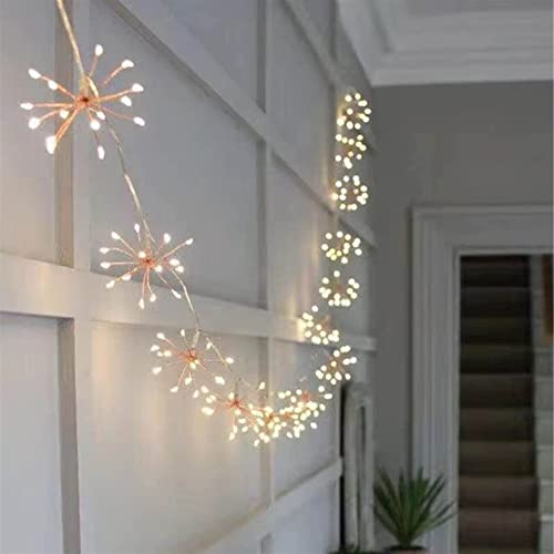 DINOWIN Solar Lichterkette Aussen, Wasserdichte Pusteblume Feuerwerk Lichter 8 Mode Kupfer Lichterketten Warmweiß Garten Rasen Weihnachten dekoration (10in1 100LED) von DINOWIN