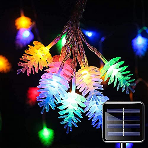 DINOWIN Solar Lichterkette Außen wetterfest 30 LED 21Ft Wasserdicht Tannenzapfen Lichterkette Kiefernzapfen Weihnachten Lichterketten für Zimmer Hochzeiten Christbaumschmuck (Mehrfarbig) von DINOWIN