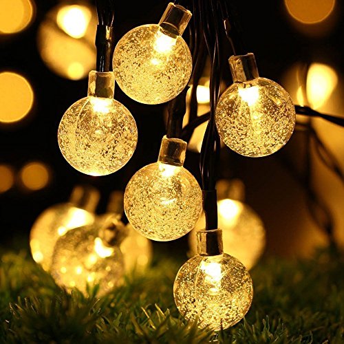 LED Solar Lichterkette,DINOWIN Wasserdicht 20ft 30 LED Ball String Lichter, Fairy Globe Beleuchtung für Garten,Patio,Weihnachten,Hochzeit,Home,Party Dekoration(Warme Weiße) von DINOWIN