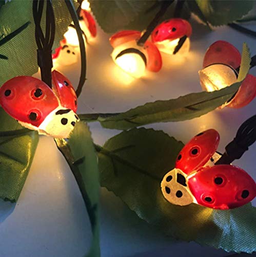 Marienkäfer Lichterkette, DINOWIN 2M 20LED Tiere Deko-Beleuchtung batteriebetrieben Deko für Garten, Bäume, Terrasse, Weihnachten, Hochzeiten, Partys von DINOWIN