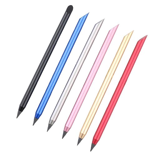 6 Stück Löschbarer Stift Mit Gummispitze Stiftspitze Metall Tintenloser Stift Wiederverwendbarer Tintenloser Bleistift von DINSOAVR