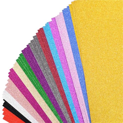 DINSOAVR 45 Blatt Glitzerkarton Glitzerkarton Glitzer Bastelpapier 15 Farben Für Geschenkpapier Scrapbooking Kartenherstellung von DINSOAVR