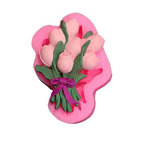 Silikon Blumenform Handwerksformen Handgemachte Seifenform Tulpenstrauß Epoxidharz Gussform Kuchendekorationen Werkzeuge von DINSOAVR