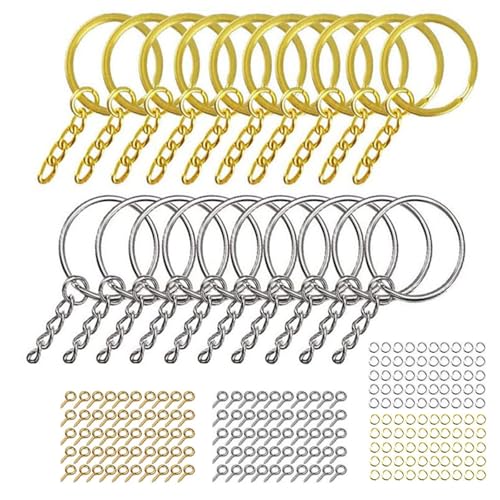 Stcs Für Schlüsselring Mit Kettensprungringen Schraubenstifte Für Harz Schmuck Golden Silbertastatur Ringe Set Set von DINSOAVR