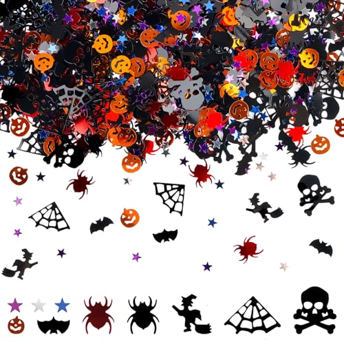 Halloween Deko Konfetti, Halloween Party Confetti, Halloween Konfetti Streudeko Tischdeko, Halloween Dekoration Konfetti Hexen Sterne Fledermäuse Kürbisse Spinnen von DINSONG