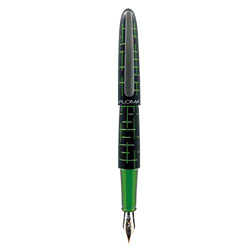 DIPLOMAT ELOX Füllfederhalter D40363011 14CT EF/Handgefertigt/Feder aus 14-Karätigem Gold/mit Geschenkbox/Füllhalter Füller Fountain Pen/Füllfederhalter/Farbe: Schwarz Grün von DIPLOMAT