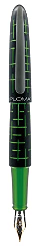 DIPLOMAT ELOX Füllfederhalter D40363013 14CT F/Handgefertigt/Feder aus 14-Karätigem Gold/mit Geschenkbox/Füllhalter Füller Fountain Pen/Füllfederhalter/Farbe: Schwarz Grün von DIPLOMAT