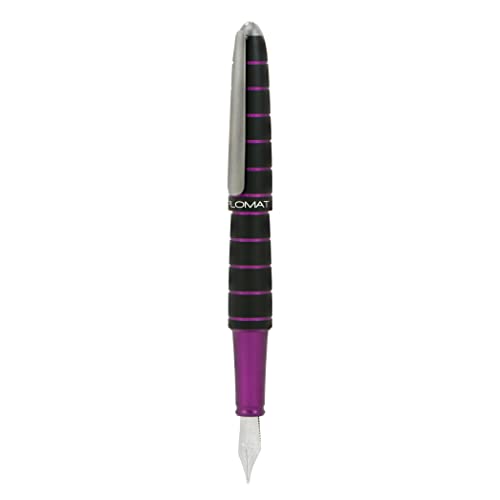 DIPLOMAT ELOX Füllfederhalter EF/Handgefertigt/mit Geschenkbox/Füllhalter Füller Fountain Pen/Füllfederhalter/Farbe: Schwarz Lila, 1 Stück (1er Pack) von DIPLOMAT