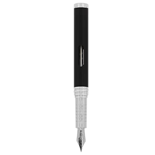 DIPLOMAT NEXUS Füllhalter Edelstahlfeder mit Tintenglas Schwarz/Federstärken: B/Füllfederhalter/Handgefertigt/mit Geschenkbox/Füllhalter Füller Fountain Pen/Farbe: Schwarz/Chrom, 1 Stück (1er Pack) von DIPLOMAT