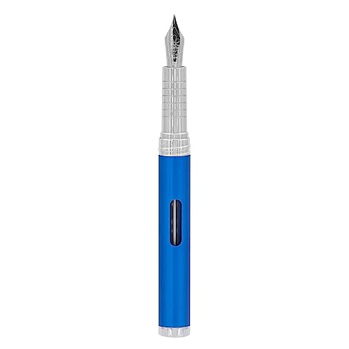 DIPLOMAT NEXUS Füllhalter Edelstahlfeder mit Tintenglas blau/Federstärken: F/Füllfederhalter/Handgefertigt/mit Geschenkbox/Füllhalter Füller Fountain Pen/Farbe: Blau/Chrom, 1 Stück (1er Pack) von DIPLOMAT