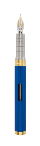 DIPLOMAT NEXUS Füllhalter Goldfeder mit Tintenglas Blau/Federstärken: F 14kt/ Füllfederhalter/Handgefertigt/mit Geschenkbox/Füllhalter Füller Fountain Pen/Farbe: Blau/Chrom von DIPLOMAT
