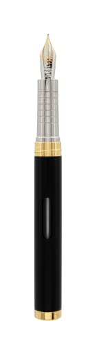 DIPLOMAT NEXUS Füllhalter Goldfeder mit Tintenglas Schwarz/Federstärken: M 14kt/ Füllfederhalter/Handgefertigt/mit Geschenkbox/Füller Fountain Pen/Farbe: Schwarz/Gold von DIPLOMAT