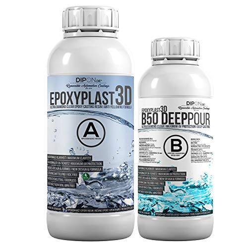 1,5 KG Epoxidharz EpoxyPlast 3D B50 DEEP POUR 5 CM (50 MM) Gießhöhe für Rivertische I Ultra Diamantklar I Maximaler UV Schutz I Gießharz I Glasklar I Resin I Epoxi I EP I Tisch von DIPON.DE HIGH PERFORMANCE LIQUIDS & PIGMENTS