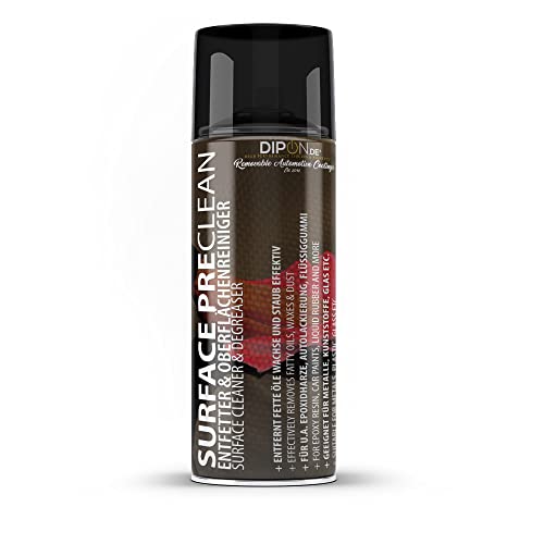 Surface PreClean Spray 400 ml - Hochwirksamer Entfetter & Oberflächenreiniger für Epoxidharze, Acryllacke, Polyurethane und sämtliche Glas, Metall oder Kunststoff Oberflächen. von DIPON.DE HIGH PERFORMANCE LIQUIDS & PIGMENTS