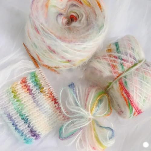 50g Farbe Regenbogen Mohair Wolle Garn Plüsch Feine Wolle Häkeln Hand Stricken Garn DIY Für Pullover Decke von DIRKES