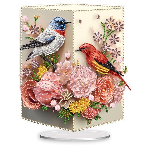 DISDADA DIY 5D Diamond Painting Vogel Aufsteller, Diamant Malerei Tischdeko Kunst Set, für AnfäNger Hausgeschenk Familie Deko Geschenk (Vogel) von DISDADA