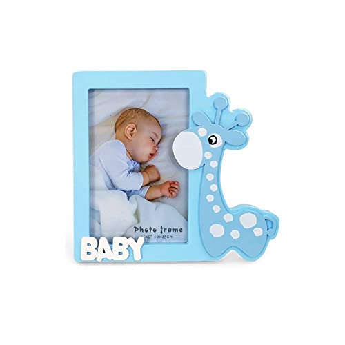 DISOK - Holz-Bilderrahmen Giraffe Blau Original Fotorahmen für die Taufe blau (1) von DISOK