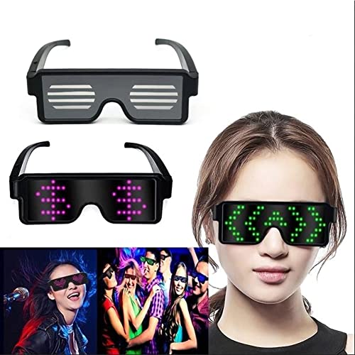 Neon Brille, USB Wiederaufladbare Musterwechsel Brille, Ed Light Ed Brille mit 10 Mustern, Halloween Bar Ktv Atmosphere Neon Gläser für Party N von DISPRA