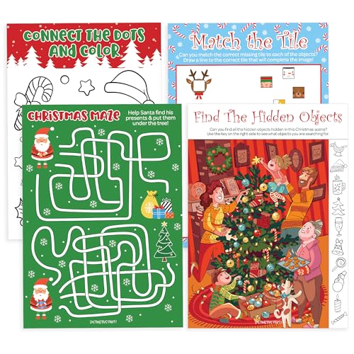 DISTINCTIVS Weihnachtsfeierspiele – Versteckte Objekte, Matching, Labyrinth, Connect The Dots – 4 Spiel-Bundle für 25 Vorschulkinder von DISTINCTIVS