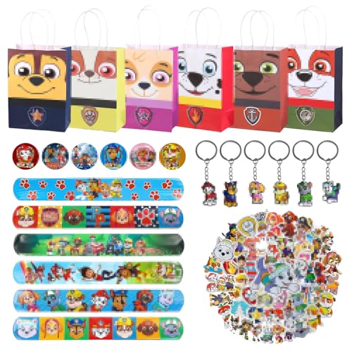 DIUKES Party Mitgebsel Set 74 Pcs,Mitgebsel Kindergeburtstag,Kinder Gastgeschenke,Geburtstag Geschenke,Schnapparmband,Geschenktüten,Schlüsselanhänger,Aufkleber,Mitgebsel Geburtstag für Jungen Mädchen von DIUKES